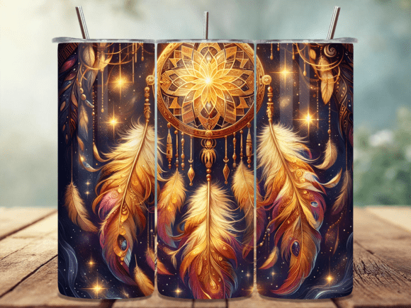 Download Gold Dreamcatcher Boho Tumbler Wrap PNG - Boho tumbler Collection