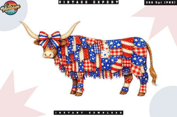 Download Americana Patchwork Highland Cow PNG - Highland cow png Collection