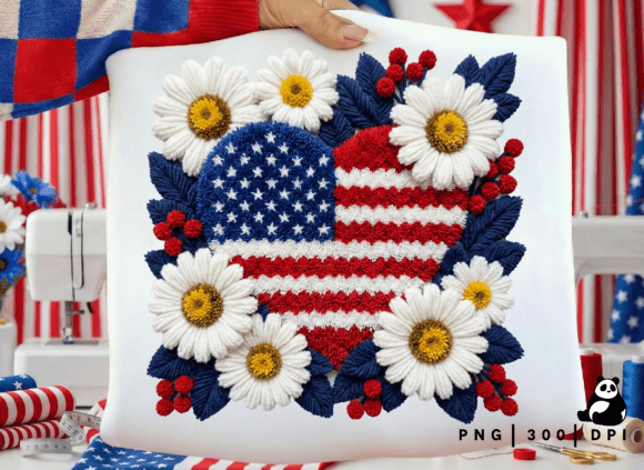 Download Faux Yarn American Flag Heart Png - Premium Resources