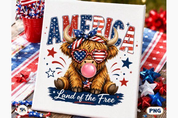 Download America Highland Cow PNG 4th of July - Highland cow png Collection