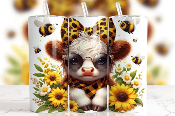 Download Sunflower Bee Cheetah Highland Cow Wrap - Highland cow wrap Collection