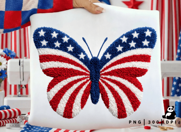 Download Faux Yarn American Flag Butterfly Png - Premium Resources