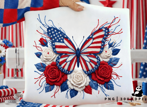 Download Faux Yarn American Flag Butterfly Png - Premium Resources