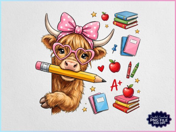 Download Back to School Highland Cow PNG - Highland cow png Collection