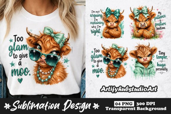 Download Too Glam to Give a Moo Highland Cow PNG - Highland cow png Collection