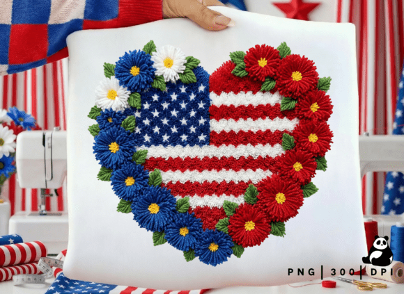 Download Faux Yarn American Flag Heart Png - Premium Bundle