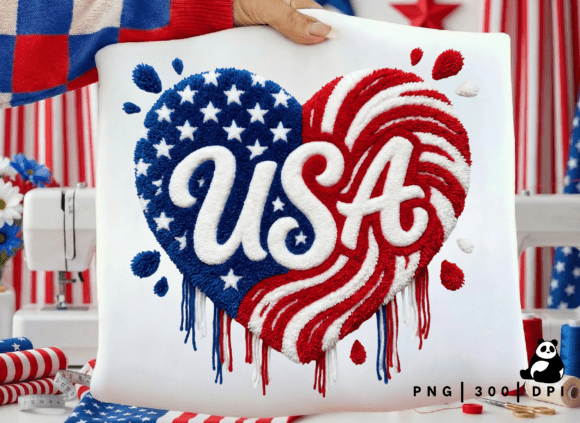 Download Faux Yarn American Flag Heart Png - Premium Resources